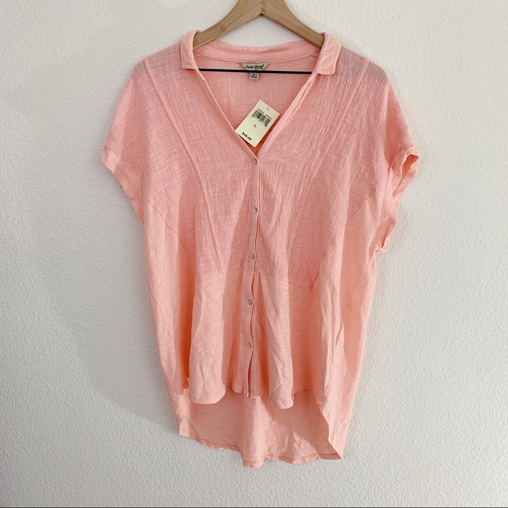NWT Lucky Pink Button Down Top Size L